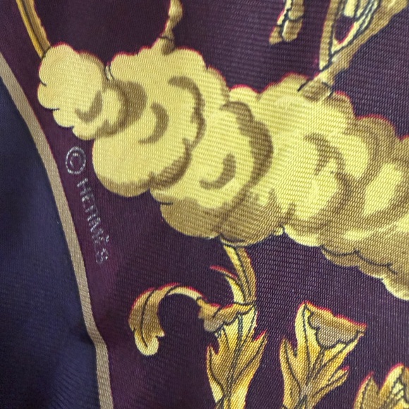 Hermes Luxurious Burgundy and Gold Scarf - Picture 6 of 8